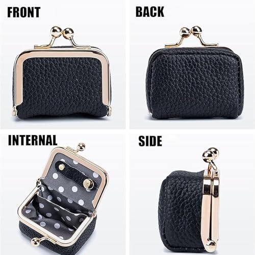Genuine Leather Mini Jewelry Box & Coin Purse for Women, Travel Jewelry Case with Kiss Lock, Holds Earrings, Rings, Necklace, Bracelet, Coins (Yellow) - color: Yellow