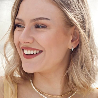 DAILY VIBES Dainty Small Star Huggie Hoop Earrings for Women Trendy | 925 Sterling Silver Post, 14K Gold or Silver Plated, Mini Cubic Zirconia, Cartilage Hoop Earrings - color: Silver Asymmetric Star