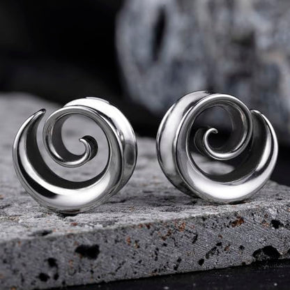 2PCS Spiral Saddle Ear Tunnels Plugs 316 Stainless Steel Ear Gauges Hypoallergenic Earrings Expander Stretcher Piercing Body Jewelry - color: Silver, size: 14mm(9/16")