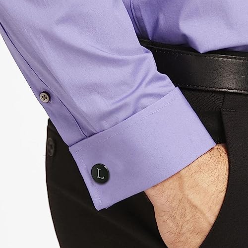 WIGERLON Initial Cufflinks and Tie Clip Set for Men,Stainless steel Letter Cuff Links and Tie Bar Set gift for Father Husband Son Boyfriend - style: L-Black