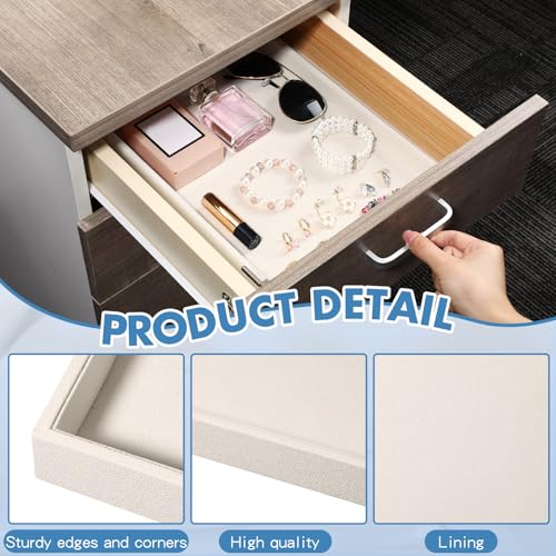 Quelay Stackable Jewelry Tray Jewelry Organizer Tray Showcase Display Empty Plate Bracelet Ring Earring Organizer - color: Beige