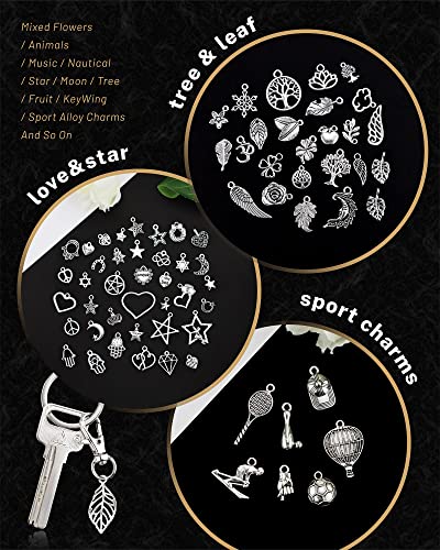 300 PCS Wholesale Bulk Lots Jewelry Making Charms Mixed Smooth Tibetan Silver Alloy Charms Pendants DIY for Bracelet Necklace Jewelry Making and Crafting