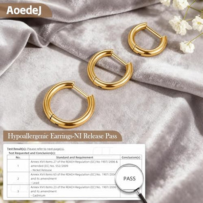 AOEDEJ G23 Titanium Black/Steel Gray/Gold Hoop Earrings 18G Small Huggie Hoop Earrings 8mm/10mm/12mm Cartilage for Sensitive Ears for Multiple Piercing Cartilage Hoop Earring Stack Jewelry - style: D-GD-8mm
