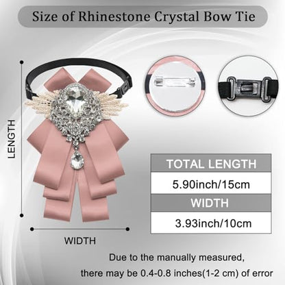 Big Rhinestone Bow Ties，Bowtie Pre-Tied Bowties Men Women | Suit for tuxedo party wedding - color: Pink