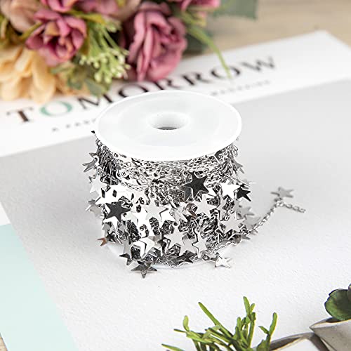 16.4 Feet Stainless Steel Star Chain for Jewelry Making | Silver Permanent Jewelry Chains Bulk Small Cable Link Chain Women Necklace Bracelet Anklet DIY Jewelry Making - color: Steel Star
