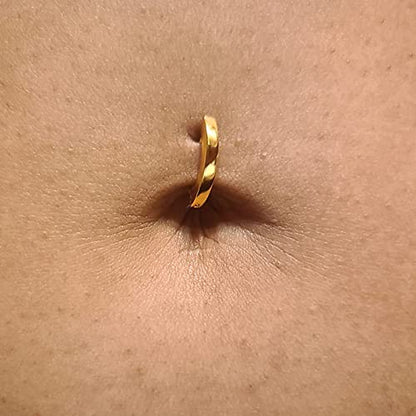 QWALIT Belly Rings - Short Bar Belly Button Rings in Surgical Steel with Opal Stones - 6mm & 10mm - color: B12-8P short-Gold