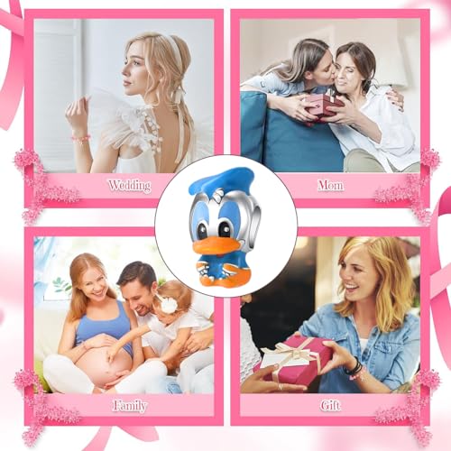 Charm for Bracelets and Necklaces Heart Cat Flower Boy 925 Sterling Silver Bead Birthday Jewelry Gift for Women - color: Blue Duck Charm