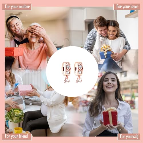 Clip Stopper Spacer Charms for Bracelets Necklaces, Compatible with Pandora,Jewery Making DIY - style: Always Inifinity Pavé Clip 14K Rose Gold Plated