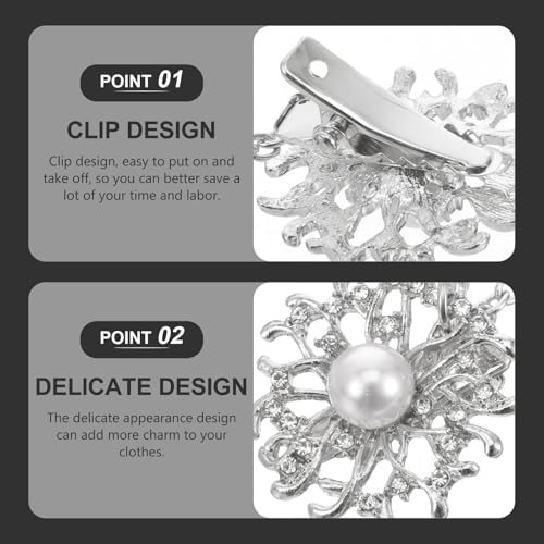 Pearl Sweater Clip for Women:Silver Alloy Cardigan Link Buckle, Retro Collar Brooch for Sweaters, Dresses, Scarves, Jackets, and Coats
