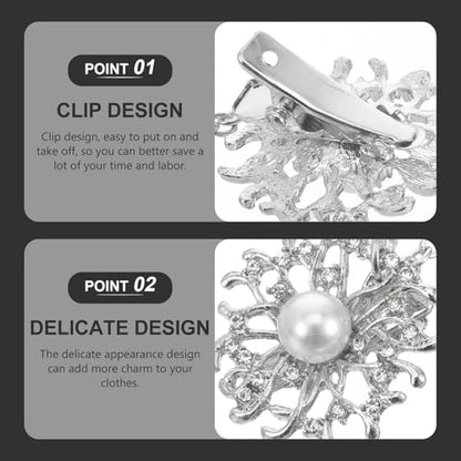 Pearl Sweater Clip for Women:Silver Alloy Cardigan Link Buckle, Retro Collar Brooch for Sweaters, Dresses, Scarves, Jackets, and Coats