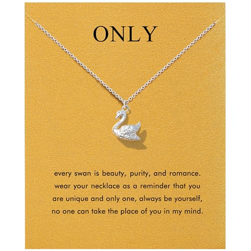 Silver Necklaces for Women Teens, Best Friend Necklace Sister Daughter Gift | Horseshoe Butterfly Swan Wave Evil Eye Necklace Graduation Chritmas Birthday Gifts for Women, Stainless Steel - style: Swan