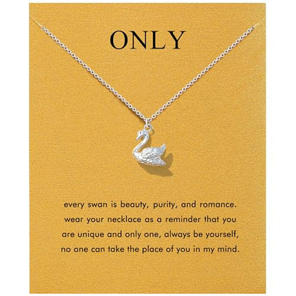 Silver Necklaces for Women Teens, Best Friend Necklace Sister Daughter Gift | Horseshoe Butterfly Swan Wave Evil Eye Necklace Graduation Chritmas Birthday Gifts for Women, Stainless Steel - style: Swan
