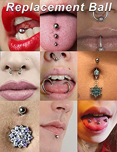 Prjndjw 25Pcs 14G 16G Replacement Balls internal thread & Externally Threaded Surgical Steel Balls Industrial Barbell Tongue Nipple Belly Button Eyebrow Rook Piercing Rings Parts 3MM-8MM - color: 25Pcs-14G-Silvertone