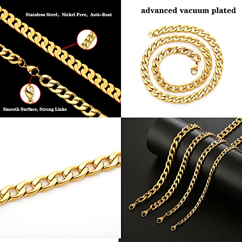 Gold Chain Necklace, 20 Inch 14K Gold Plated Chunky Curb Chain | Bold Wide Chain Necklace with Eye-Catching Golden Finish, Ideal for Parties, Events, and Trendy Outfits - style: Gold-1.2CM