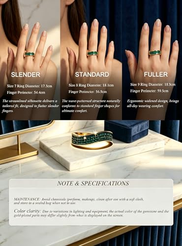 HEXAJOLIE Ribbon Statement Band Ring for Women | Elegant Gold Jewelry Accessories | Perfect for Party & Date Night | Hypoallergenic & Durable - color: Gold/Green