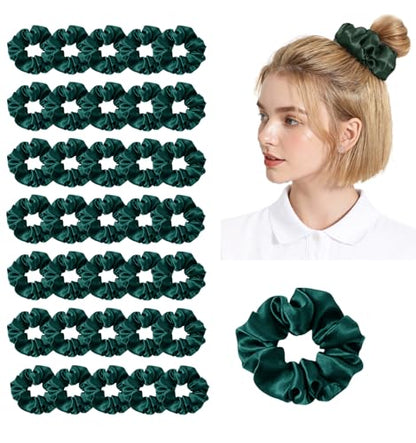 36Pack Womens Silk Scrunchies Satin Scrunchy Hairtie Hairbands Silky Hair Ties Elastics Hairs Bow Accessory Ponytail Holder - color: Sandalwood