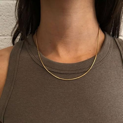 NECOCY 14K Gold Plated Necklaces for Women, Dainty Gold Herringbone Choker Necklace Thin Layered Snake Chain Jewelry for Gifts - color: 1.5MM 18"-GD Herringbone Necklace