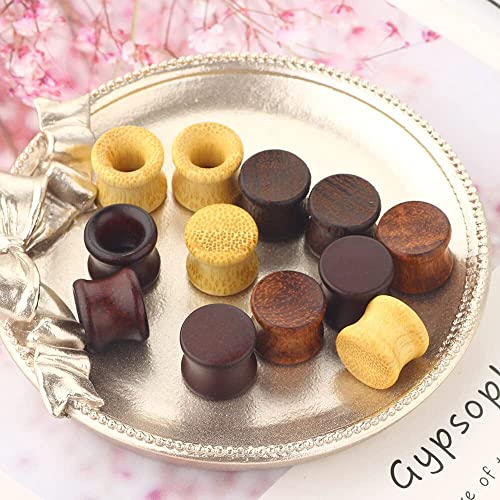 12pcs Wooden Gauges For Ear Nature Wood Tunnels Earrings Plugs Vintage Body Piercings Saddle Stretchers Set 2G-20mm - style: #1 16mm=5/8''