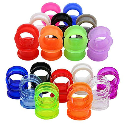 PunkTracker 18 Pairs 3-25mm Acrylic Screw Ear Tunnels | Thick Silicone Double Flared Ear Gauge - style: Gauge=6g(4mm)