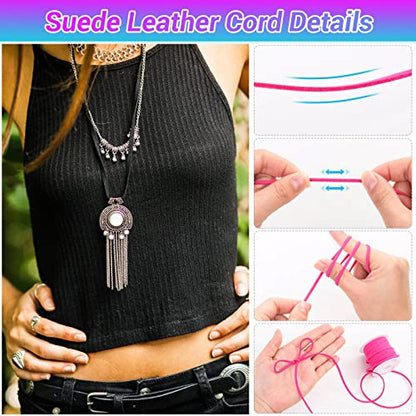 Cridoz Faux Suede Leather Cord, 25 Rolls Flat for Jewelry Making, Leather Strips & Laces for Dream Catcher Supplies DIY Crafts, Thread Velvet String for Necklace, Bracelet, Beading