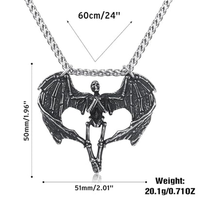 Skull Necklace for Men Stainless Steel Gothic Punk Emo Biker Necklace Jewelry for Men 60cm - style: Winged Skull