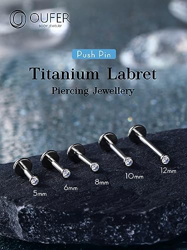OUFER 2Pcs 20G/18G/16G G23 Titanium Threadless Nose Stud Earrings Flat Back Tiny CZ Small Nose Helix Cartilage Tragus Conch Labret Medusa Monroe Piercing Jewelry for Women Men - color: Silver, size: 2pcs, 16g 5mm, 2mm cz