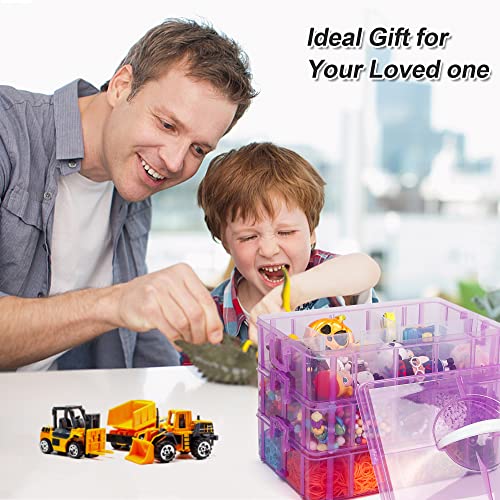 7 Layers Stackable Storage Container, 70 Adjustable Compartments (Purple) Stackable Storage Container, Perfect for Kids Toys, Art Crafts, Jewelry, Supplies, Mini Case & Letter Sticker Included - color: PURPLE