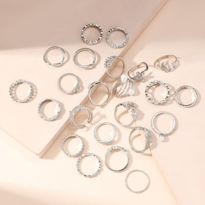 Chunky Gold Rings for Women Gold Baroque Pearl Rings Open Adjustable Pearl Ring Stacking Knuckles Rings Set Boho Prom Costume Fashion Jewelry for Women 2026 - style: Silver Moon