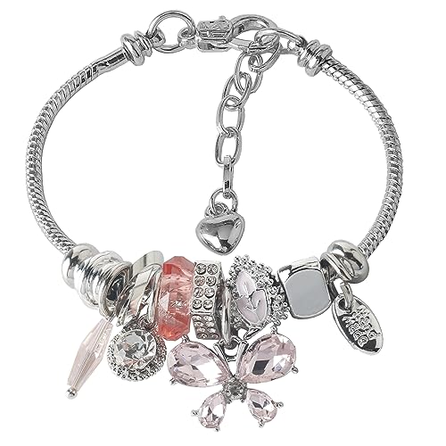 DS Charm Bracelets for Girls Adjustable Silver Stainless Steel Gift Box | Cute Cartoon Charms,Friendship Jewelry,Birthday Gifts,Teen Kid Fit, Tarnish Resistant,Stackable Trendy Daily Wear - style: Silver-butterfly 2