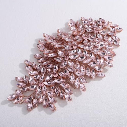 Bridal Rhinestone Hair Comb Large Rhienstone Wedding Headpiece Handmade Crystal Hair Comb for Bride Wedding Hair Accessories for Women (pink) - color: pink