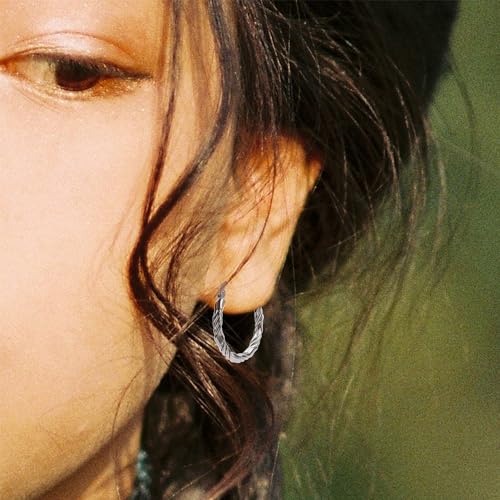 Cable Hoop Earring for Women Light-Weight Twisted Italian Design Round Hoop Earrings Diameter 25mm - color: 2-silver