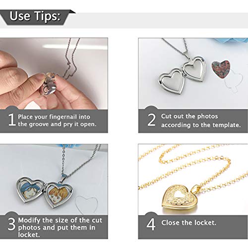 YOUFENG Oval Round Flower Locket Necklace that Holds Pictures Photo Locket Pendant - style: Heart Gold-plated