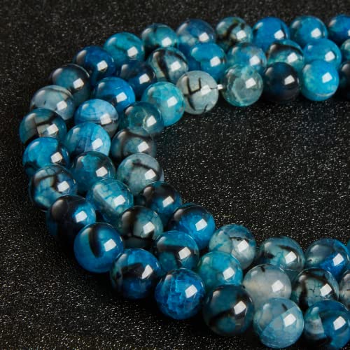 100pcs 6mm Blue Dragon Vein Agate Beads Natural Gemstone Beads Round Loose Beads for Crafting and Jewelry Making - color: Blue Dragon Vein Agate, size: 6mm