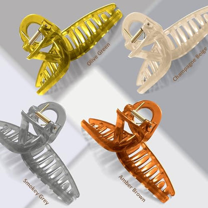 Extra Large Hair Claw Clips for Thick Hair, Big Non-Slip Claw Clips for Women, 4 Pack 5.1" Jelly & Matte Hair Clips for Long Hair (Jelly-B 4pcs 5.1") - color: Jelly-B 4pcs 5.1"