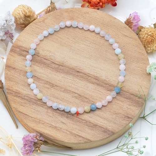 MASSIVE BEADS Natural Genuine Gemstone Beads Healing Crystal Chakra Reiki Jewelry Faceted Round Beads Bracelets 3mm - color: Morganite