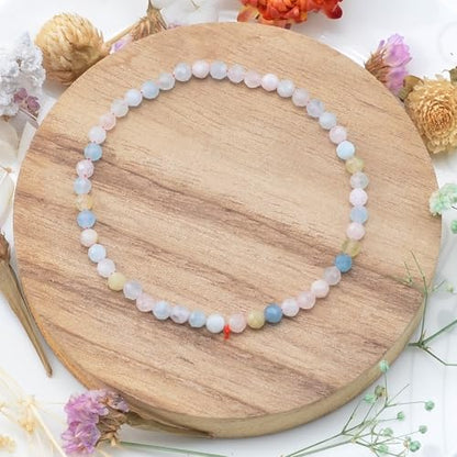 MASSIVE BEADS Natural Genuine Gemstone Beads Healing Crystal Chakra Reiki Jewelry Faceted Round Beads Bracelets 3mm - color: Morganite