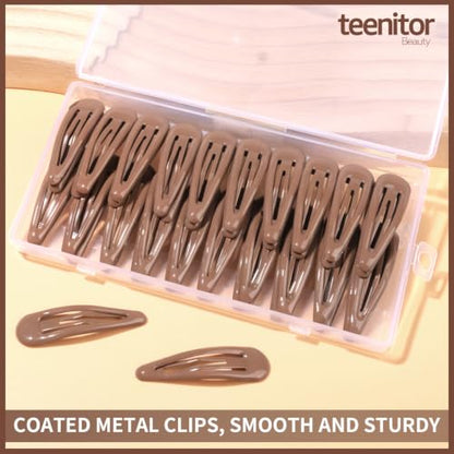Teenitor 50Pcs Hair Barrettes For Women Brown Snap Hair Clips,2 Inch Hair Barrettes Hair Clips For Women, Brown - color: Brown