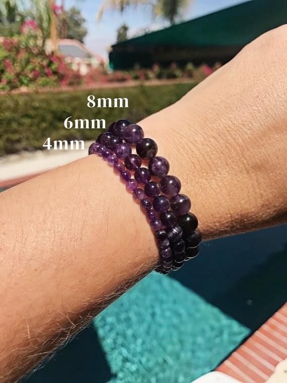 Carnelian Bracelet - Stone of Luck,Stretch Natural Stone Crystal Beads Jewelry Gifts for Women Men Unisex - color: Amethyst-Guardian of Love, size: 8mm