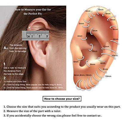 FUNLMO 18G 16G Septum Jewelry Triple Stacked Septum Nose Ring Surgical Steel Daith Conch Helix Cartilage Lobe Piercing Jewelry - color: Style15: Silver-Pyramid Cuts Design
