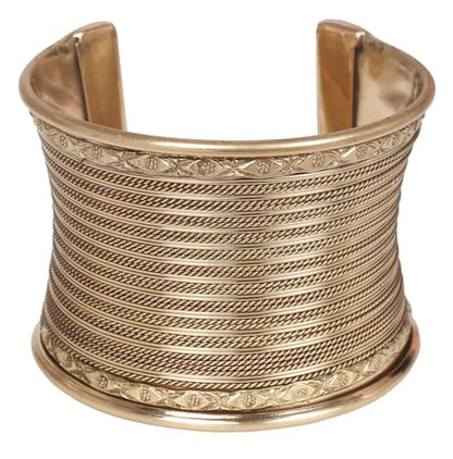 Touchstone Indian Bollywood Desire Brass Base Exotic Workmanship Free Size Cuff Bracelet in Antique Gold Or White Or Copper Tone for Women. - style: D063 Antique Gold 7