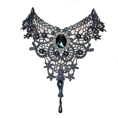 Black Sexy Lace Choker Necklaces Gothic Tassel Collar Choker Halloween Party Accessories for Women - color: Black necklace 5