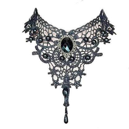 Black Sexy Lace Choker Necklaces Gothic Tassel Collar Choker Halloween Party Accessories for Women - color: Black necklace 5