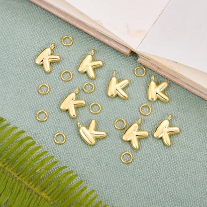 A-Z Bubble Letter Charms 18K Gold Filled Charms for Jewelry Making Gold Initial Alphabet Charms Pendants for Women Men Necklace Choker Bracelet Making - color: Letter K