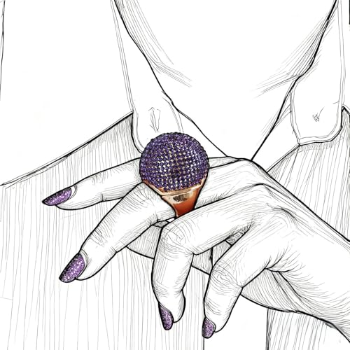 Gold Snowball Rhinestone Cocktail Ring – Adjustable Stretch Sparkling Party Jewelry for Women, Elegant Costume Ring for Evening Wear, Wedding, Prom - color: purple