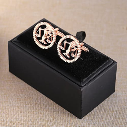 TINGKU Attorney Lawyer Cufflinks and Tie Clip for Men Gifts Scales of Justice Cuff links Tie Clasp Father in Law Enforcement Suit Shirt Jewelry - style: Cufflinks RoseGold