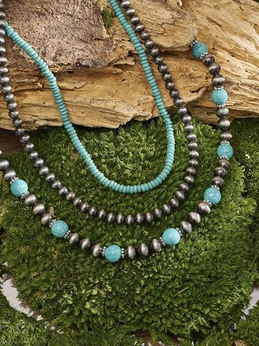 MINACHI Boho Multi Layer Necklace with Green Stone Beads, Handmade Beaded Chain Necklace, Vintage Hippie Jewelry for Women - style: Necklace SL13-022