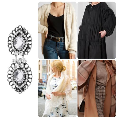 uxcell Vintage Sweater Clips, Cape Cloak Clasp Retro Cardigan Clips Shawl Collar Clasp Dress Shirt Brooch Clips for Women