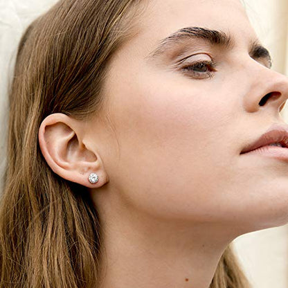 PAVOI 14K Gold Plated 925 Sterling Silver Post Brilliant Round Faux Diamond Halo Earrings - Premium Cubic Zirconia - style: 9.5mm Round