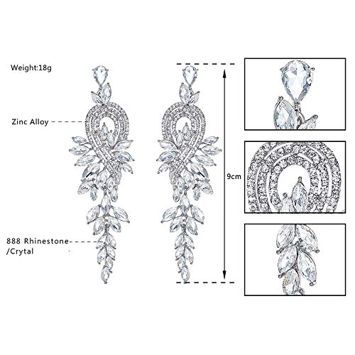 Marquise Crystal Bridal Chandelier Dangle Drop Earrings Ladies Gifts in Silver/Gold Tone - color: A-Clear Earrings Pin