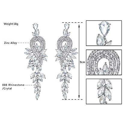 Marquise Crystal Bridal Chandelier Dangle Drop Earrings Ladies Gifts in Silver/Gold Tone - color: A-Clear Earrings Pin